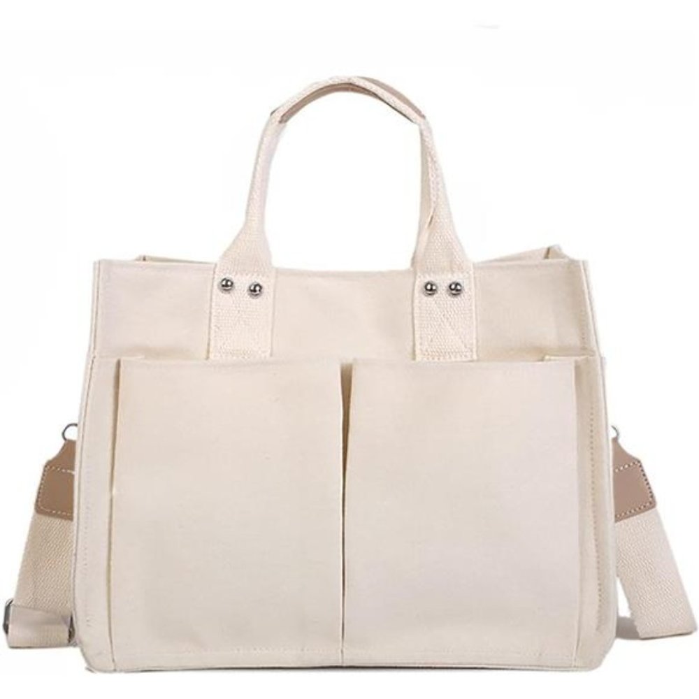 Canvas Bag with Handle Mommy Bag, Large Capacity Messenger Bag Durable